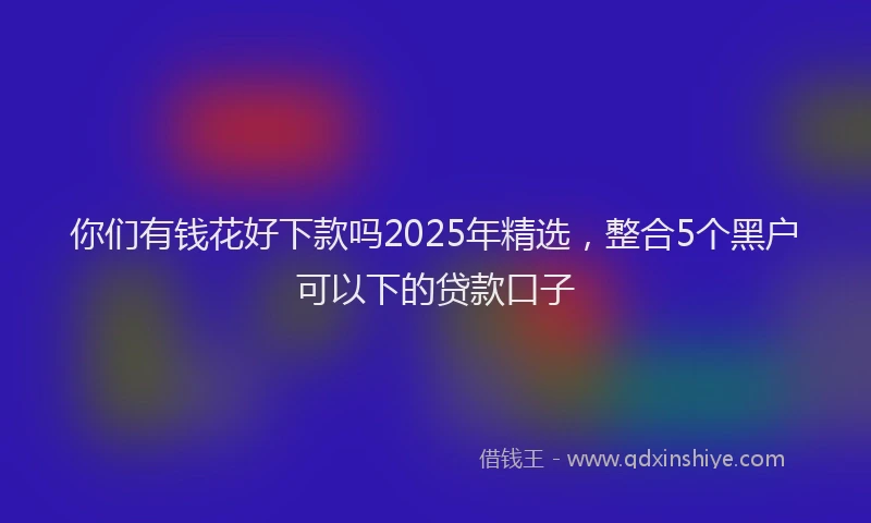 你们有钱花好下款吗2025年精选，整合5个黑户可以下的贷款口子