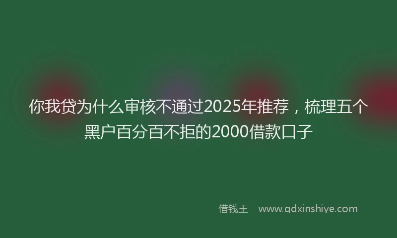 你我贷为什么审核不通过2025年推荐，梳理五个黑户百分百不拒的2000借款口子