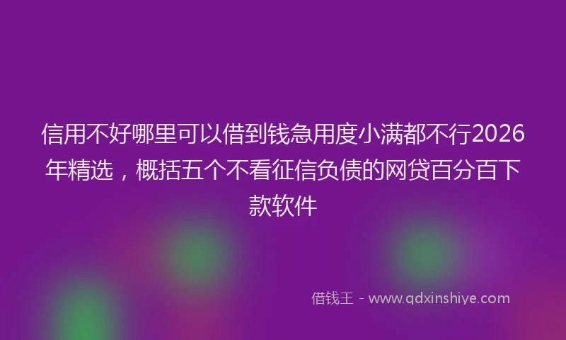 信用不好哪里可以借到钱急用度小满都不行2026年精选,概括五个不看征信负债的网贷百分百下款软件