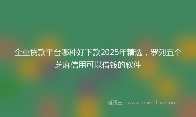 企业贷款平台哪种好下款2025年精选，罗列五个芝麻信用可以借钱的软件