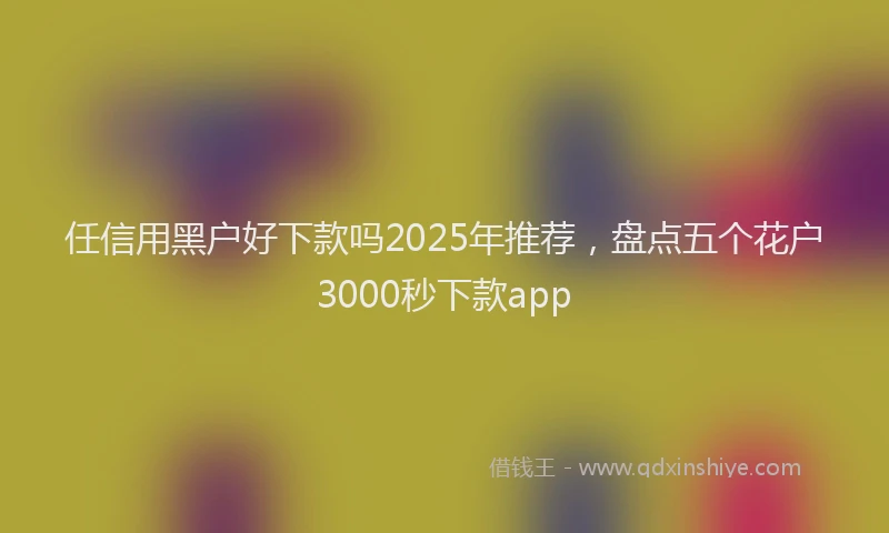 任信用黑户好下款吗2025年推荐，盘点五个花户3000秒下款app