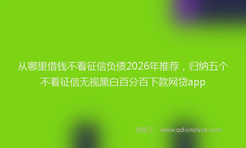 从哪里借钱不看征信负债2026年推荐，归纳五个不看征信无视黑白百分百下款网贷app