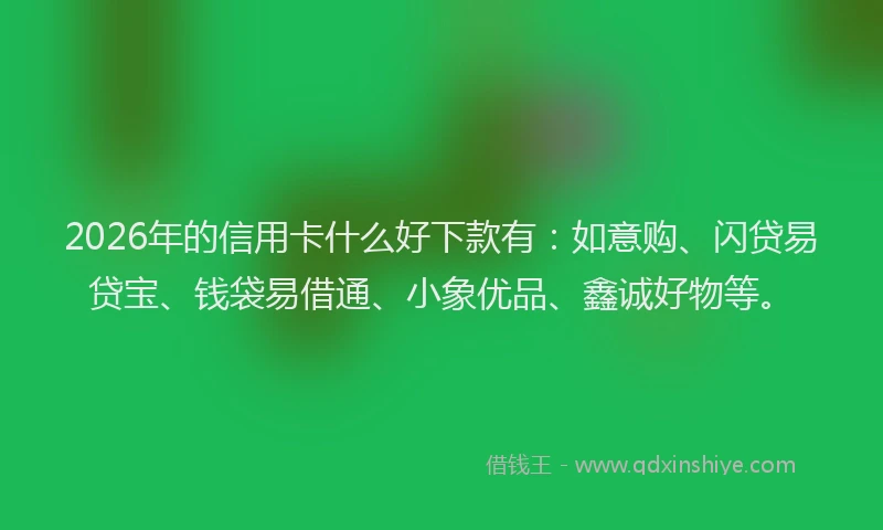 2026年的信用卡什么好下款有:如意购、闪贷易贷宝、钱袋易借通、小象优品、鑫诚好物等。
