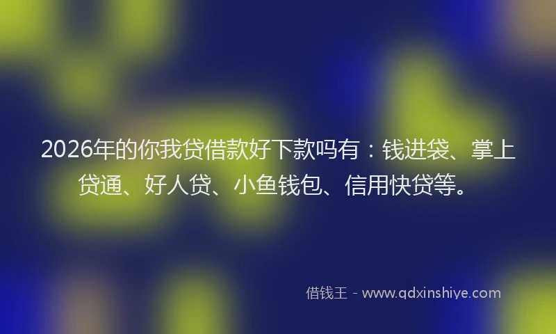 2026年的你我贷借款好下款吗有：钱进袋、掌上贷通、好人贷、小鱼钱包、信用快贷等。