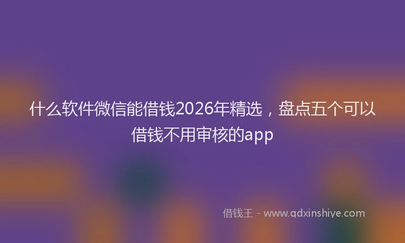 什么软件微信能借钱2026年精选，盘点五个可以借钱不用审核的app
