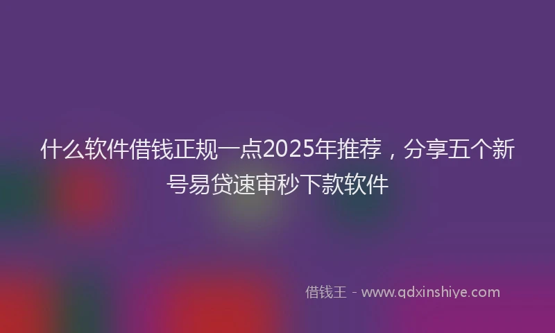 什么软件借钱正规一点2025年推荐，分享五个新号易贷速审秒下款软件