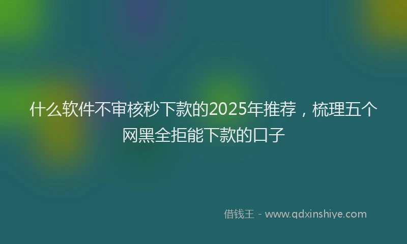 什么软件不审核秒下款的2025年推荐，梳理五个网黑全拒能下款的口子
