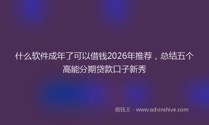 什么软件成年了可以借钱2026年推荐，总结五个高能分期贷款口子新秀
