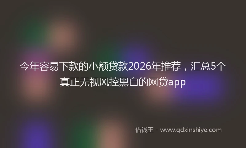 今年容易下款的小额贷款2026年推荐，汇总5个真正无视风控黑白的网贷app