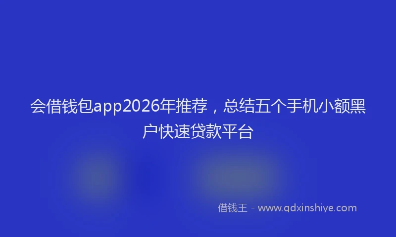 会借钱包app2026年推荐，总结五个手机小额黑户快速贷款平台