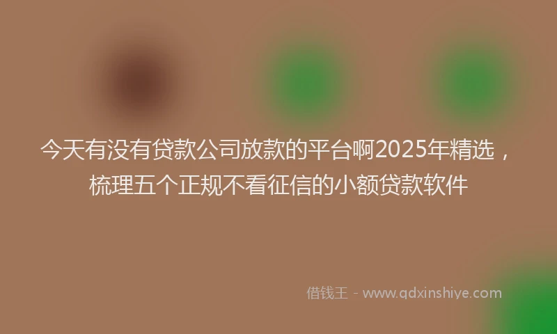 今天有没有贷款公司放款的平台啊2025年精选，梳理五个正规不看征信的小额贷款软件
