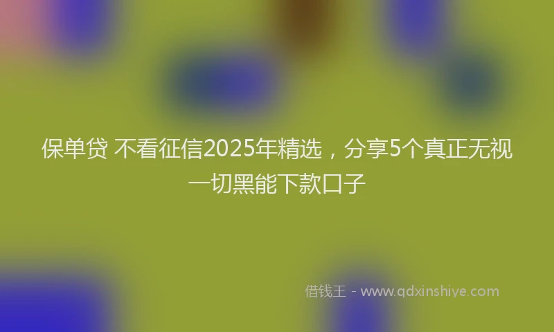 保单贷 不看征信2025年精选，分享5个真正无视一切黑能下款口子
