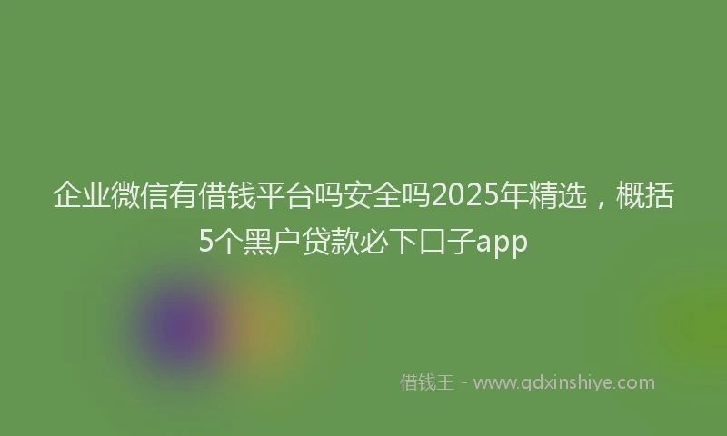 企业微信有借钱平台吗安全吗2025年精选，概括5个黑户贷款必下口子app