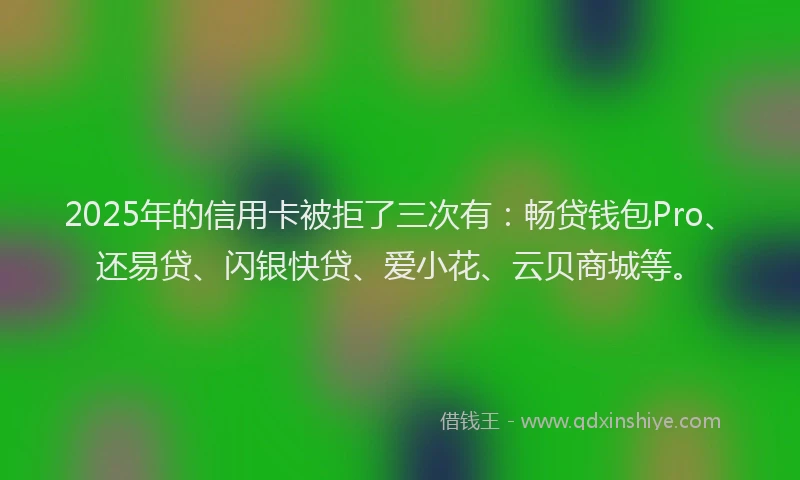 2025年的信用卡被拒了三次有:畅贷钱包Pro、还易贷、闪银快贷、爱小花、云贝商城等。