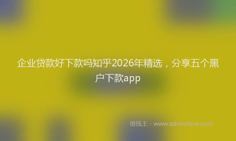 企业贷款好下款吗知乎2026年精选，分享五个黑户下款app
