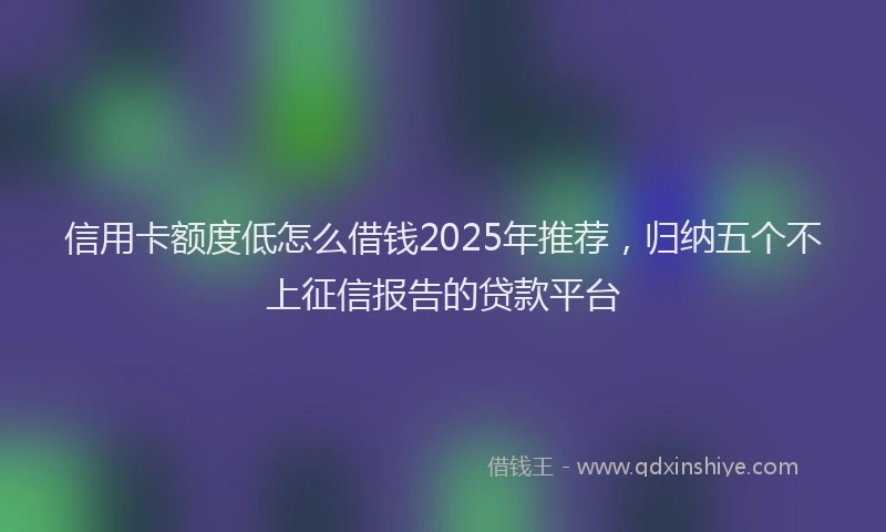 信用卡额度低怎么借钱2025年推荐，归纳五个不上征信报告的贷款平台