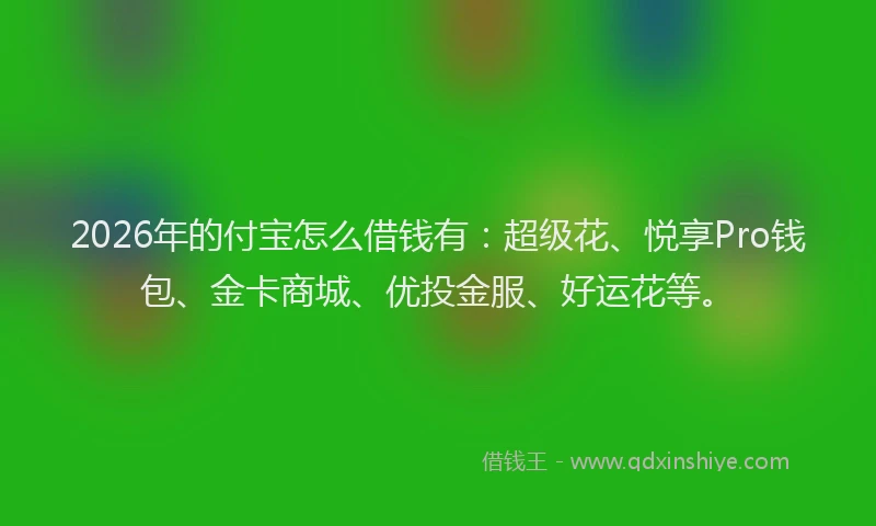 2026年的付宝怎么借钱有：超级花、悦享Pro钱包、金卡商城、优投金服、好运花等。