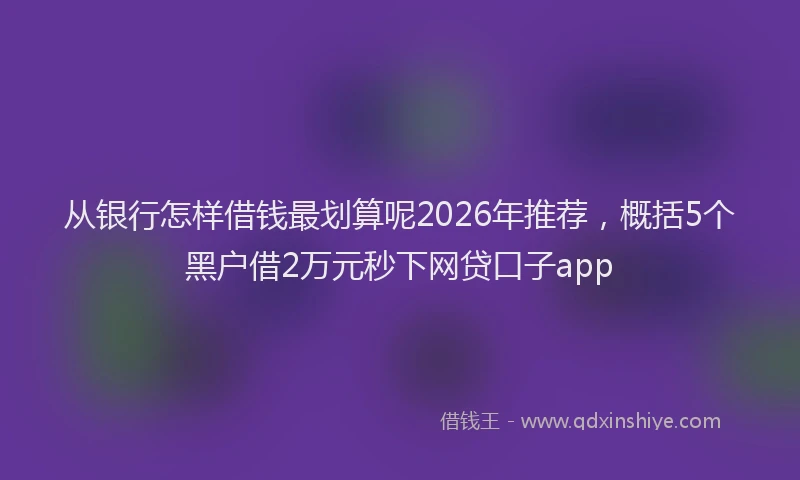 从银行怎样借钱最划算呢2026年推荐,概括5个黑户借2万元秒下网贷口子app