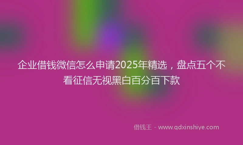 企业借钱微信怎么申请2025年精选,盘点五个不看征信无视黑白百分百下款