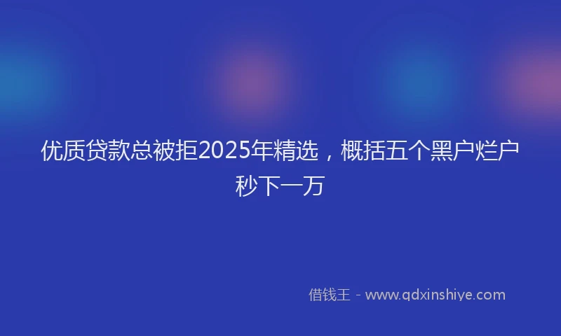 优质贷款总被拒2025年精选，概括五个黑户烂户秒下一万
