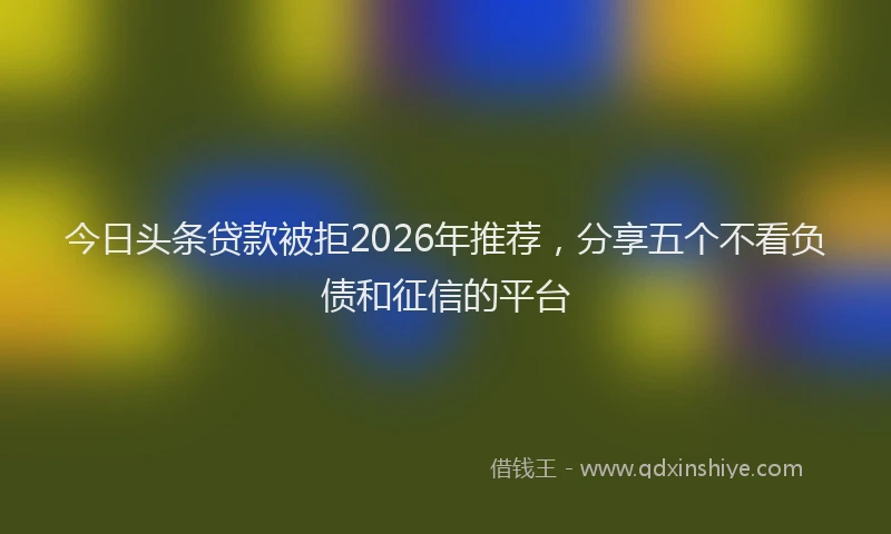 今日头条贷款被拒2026年推荐，分享五个不看负债和征信的平台