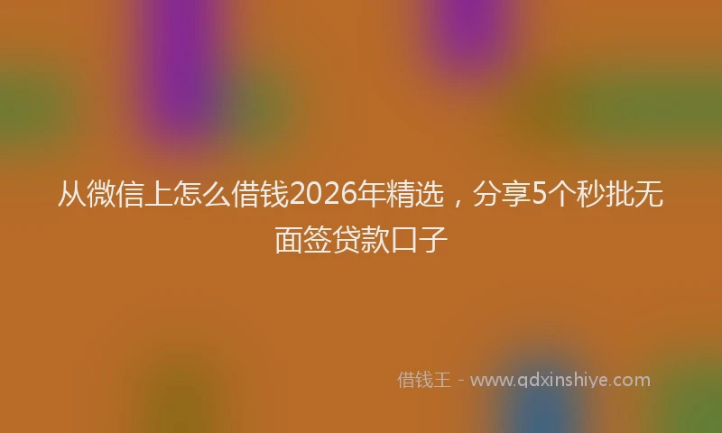 从微信上怎么借钱2026年精选,分享5个秒批无面签贷款口子