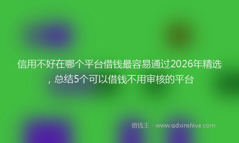 信用不好在哪个平台借钱最容易通过2026年精选，总结5个可以借钱不用审核的平台