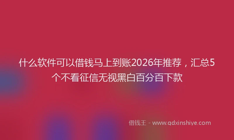 什么软件可以借钱马上到账2026年推荐，汇总5个不看征信无视黑白百分百下款