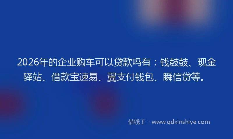 2026年的企业购车可以贷款吗有：钱鼓鼓、现金驿站、借款宝速易、翼支付钱包、瞬信贷等。