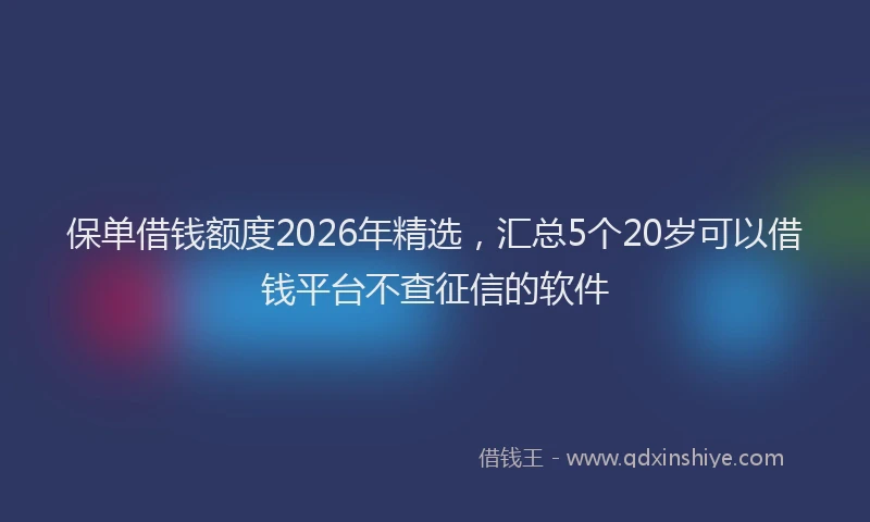 保单借钱额度2026年精选，汇总5个20岁可以借钱平台不查征信的软件