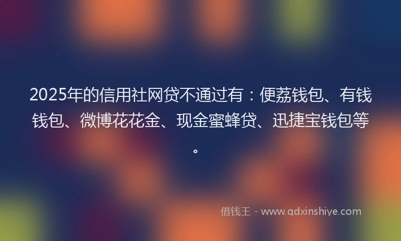 2025年的信用社网贷不通过有：便荔钱包、有钱钱包、微博花花金、现金蜜蜂贷、迅捷宝钱包等。