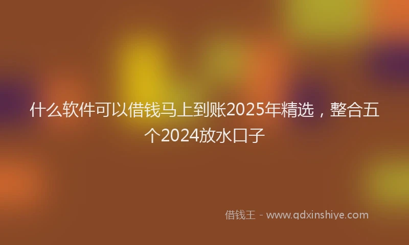 什么软件可以借钱马上到账2025年精选，整合五个2024放水口子