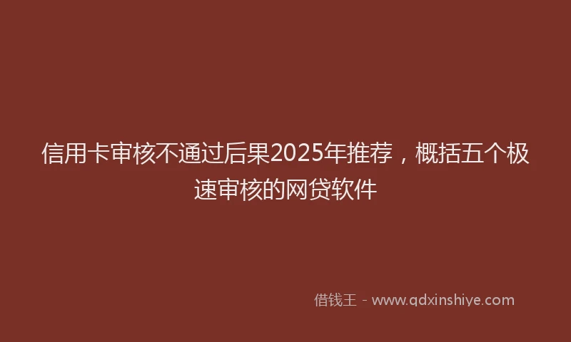 信用卡审核不通过后果2025年推荐,概括五个极速审核的网贷软件