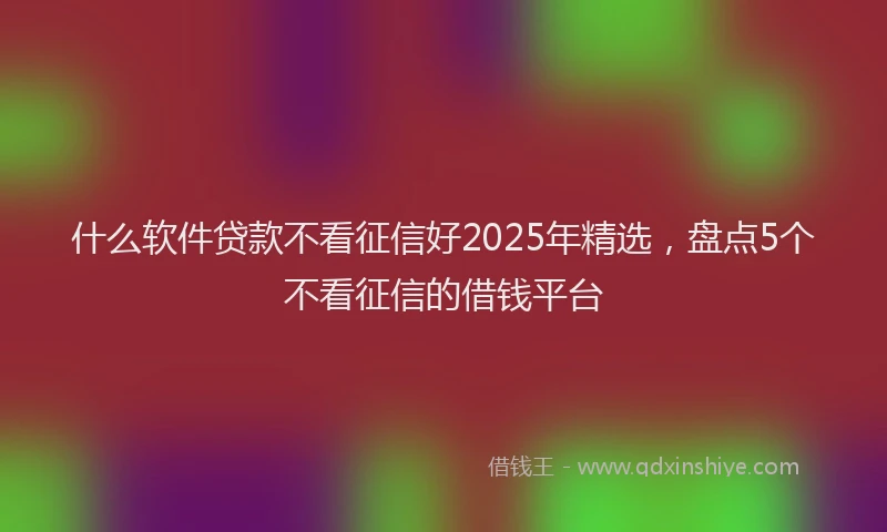 什么软件贷款不看征信好2025年精选，盘点5个不看征信的借钱平台