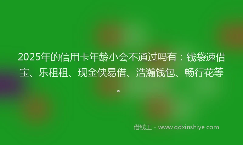 2025年的信用卡年龄小会不通过吗有:钱袋速借宝、乐租租、现金侠易借、浩瀚钱包、畅行花等。