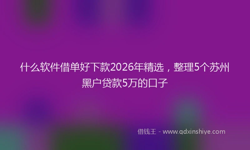 什么软件借单好下款2026年精选，整理5个苏州黑户贷款5万的口子