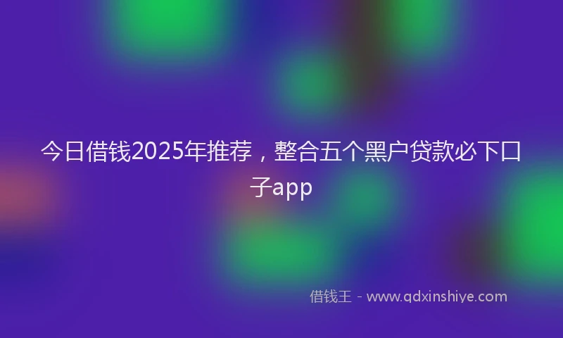 今日借钱2025年推荐，整合五个黑户贷款必下口子app