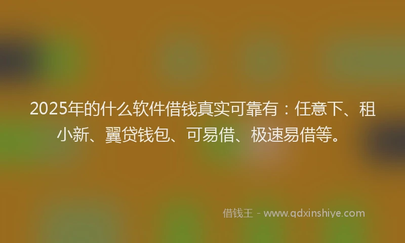 2025年的什么软件借钱真实可靠有：任意下、租小新、翼贷钱包、可易借、极速易借等。