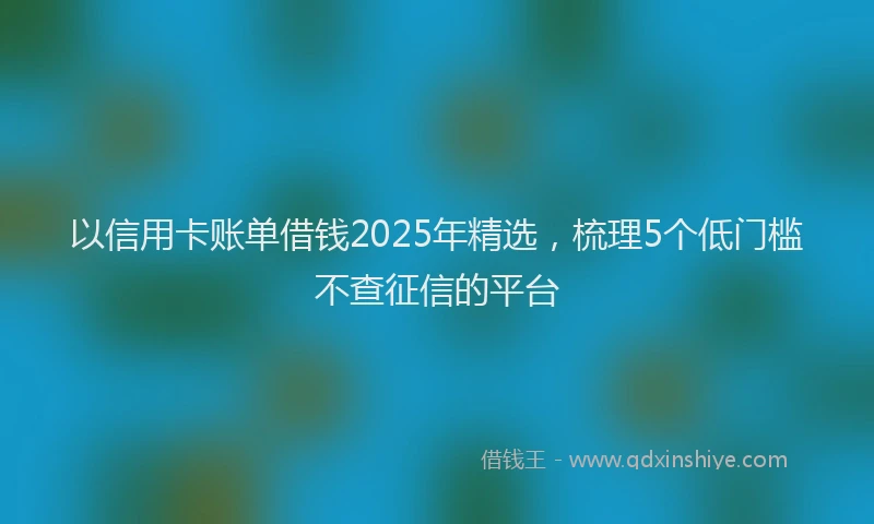 以信用卡账单借钱2025年精选，梳理5个低门槛不查征信的平台