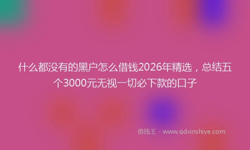 什么都没有的黑户怎么借钱2026年精选，总结五个3000元无视一切必下款的口子