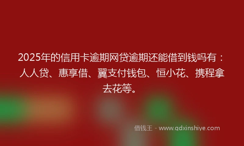 2025年的信用卡逾期网贷逾期还能借到钱吗有：人人贷、惠享借、翼支付钱包、恒小花、携程拿去花等。