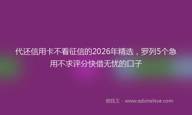 代还信用卡不看征信的2026年精选，罗列5个急用不求评分快借无忧的口子