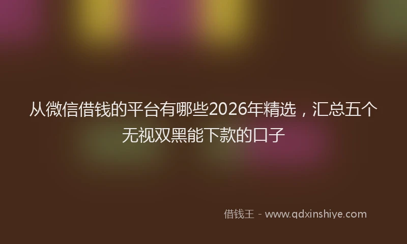 从微信借钱的平台有哪些2026年精选，汇总五个无视双黑能下款的口子