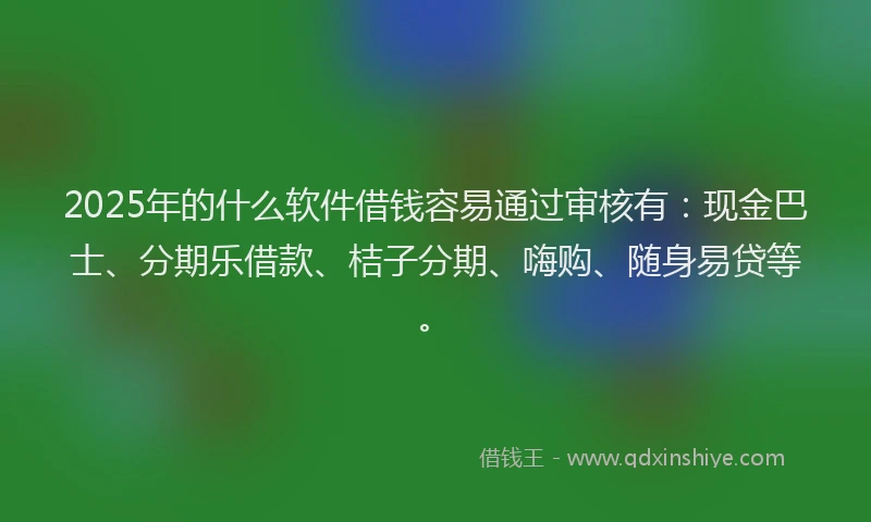 2025年的什么软件借钱容易通过审核有：现金巴士、分期乐借款、桔子分期、嗨购、随身易贷等。