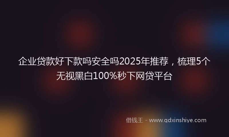 企业贷款好下款吗安全吗2025年推荐,梳理5个无视黑白100%秒下网贷平台