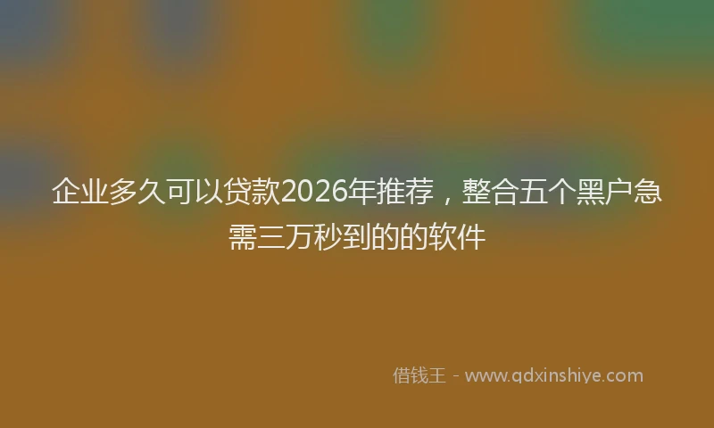企业多久可以贷款2026年推荐，整合五个黑户急需三万秒到的的软件
