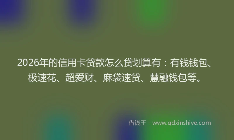 2026年的信用卡贷款怎么贷划算有：有钱钱包、极速花、超爱财、麻袋速贷、慧融钱包等。