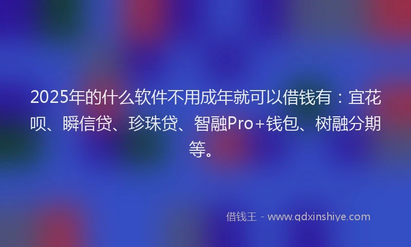 2025年的什么软件不用成年就可以借钱有：宜花呗、瞬信贷、珍珠贷、智融Pro+钱包、树融分期等。