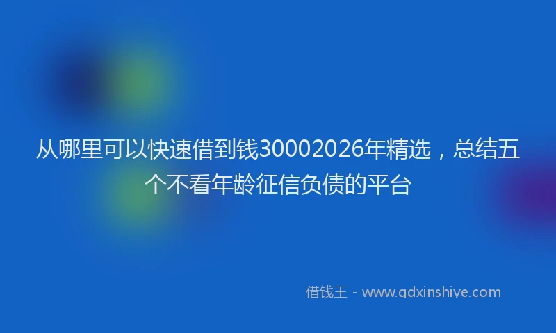 从哪里可以快速借到钱30002026年精选，总结五个不看年龄征信负债的平台