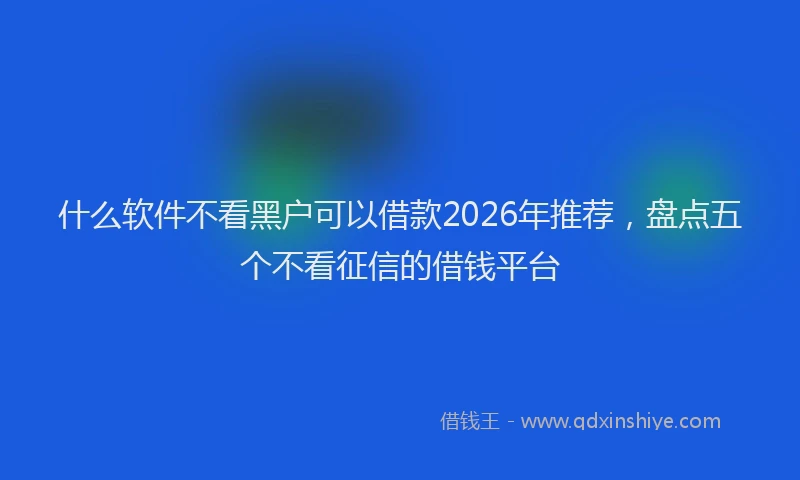 什么软件不看黑户可以借款2026年推荐，盘点五个不看征信的借钱平台